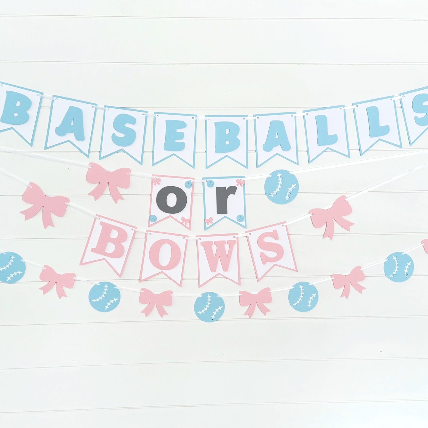 Baseball or Bows Banner - Gender Reveal Party Supplies