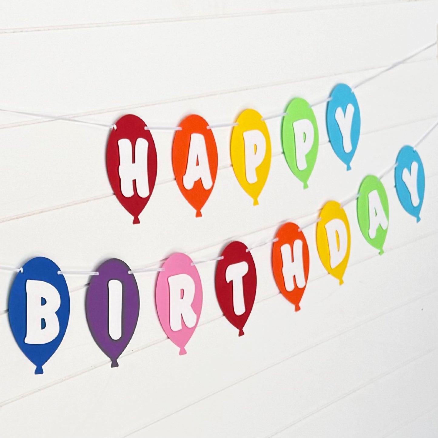 Rainbow Balloon Happy Birthday Banner - Ships in 2-3 days