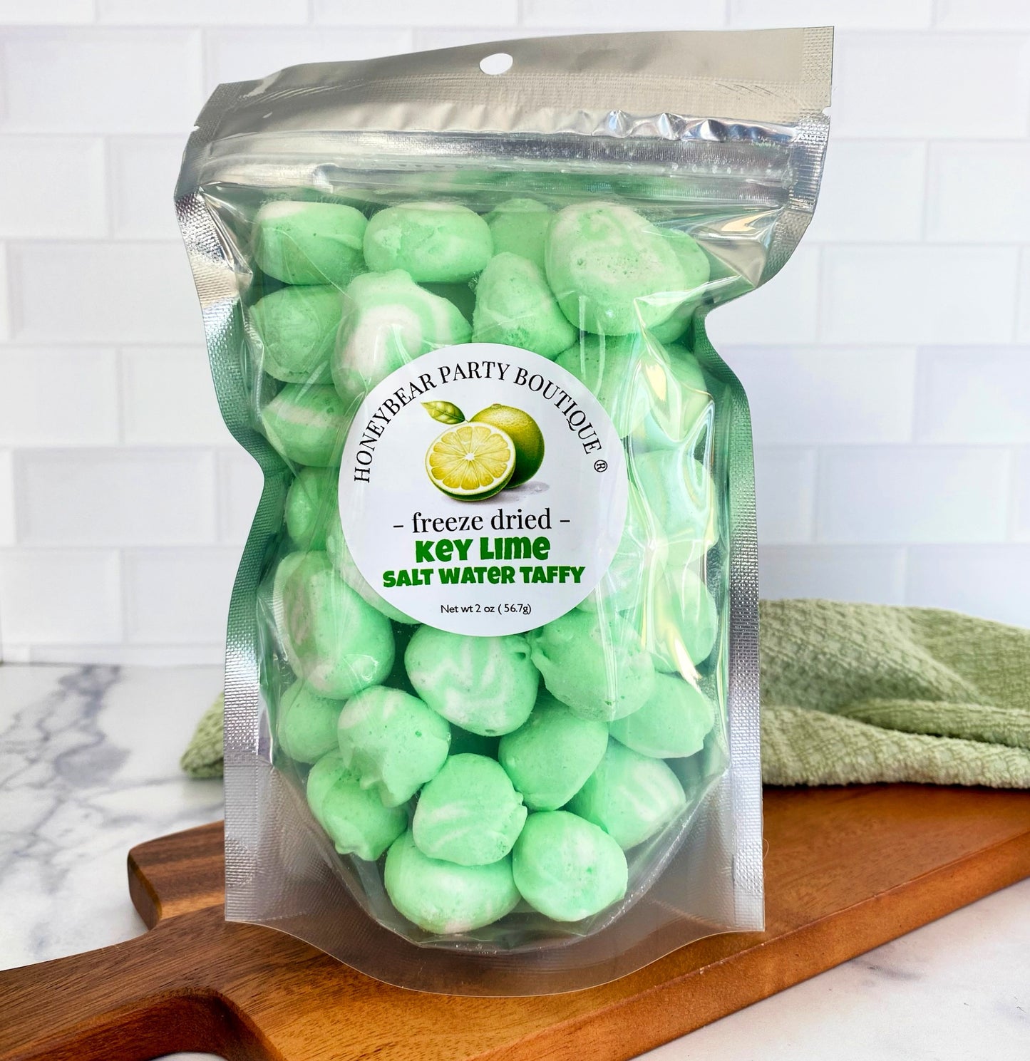 Freeze Dried Key Lime Salt Water Taffy - Freeze Dried Candy Bites