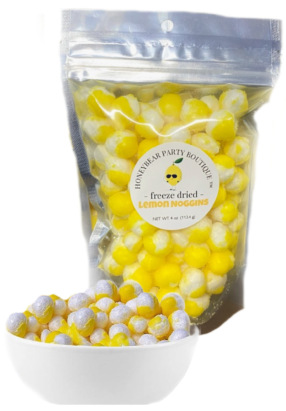 Freeze Dried Lemon Noggins Candy - Freeze Dried Candy Bites - Freeze Dried Sour Crunchy Lemon Candy