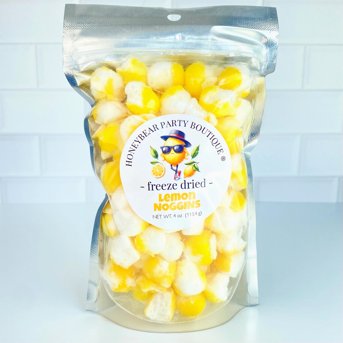Freeze Dried Lemon Noggins Candy - Freeze Dried Candy Bites - Freeze Dried Sour Crunchy Lemon Candy
