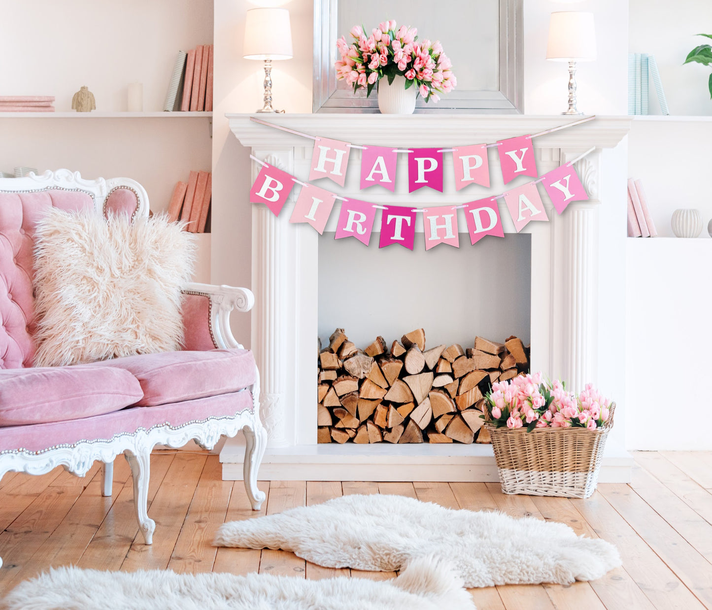 Pink Happy Birthday Banner - Ships in 2-3 Days