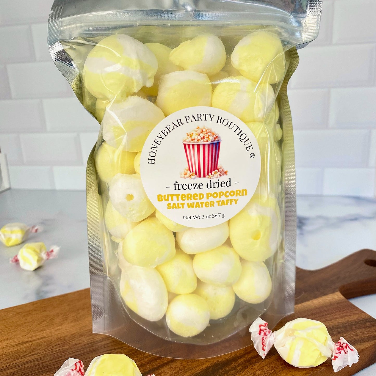 Freeze Dried Candy - Butter Popcorn Taffy Flavor - Salt Water Taffy