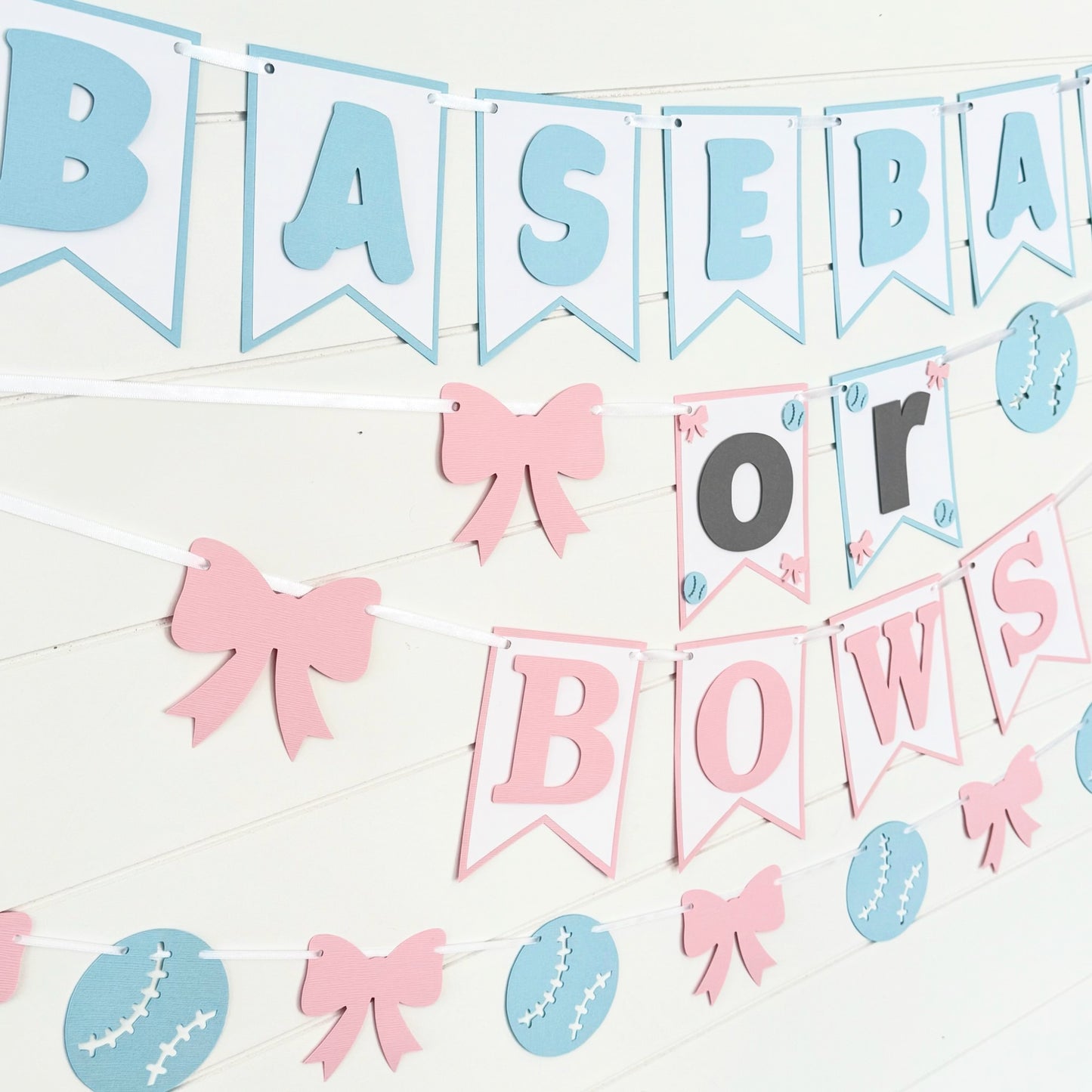 Baseball or Bows Banner - Gender Reveal Party Supplies