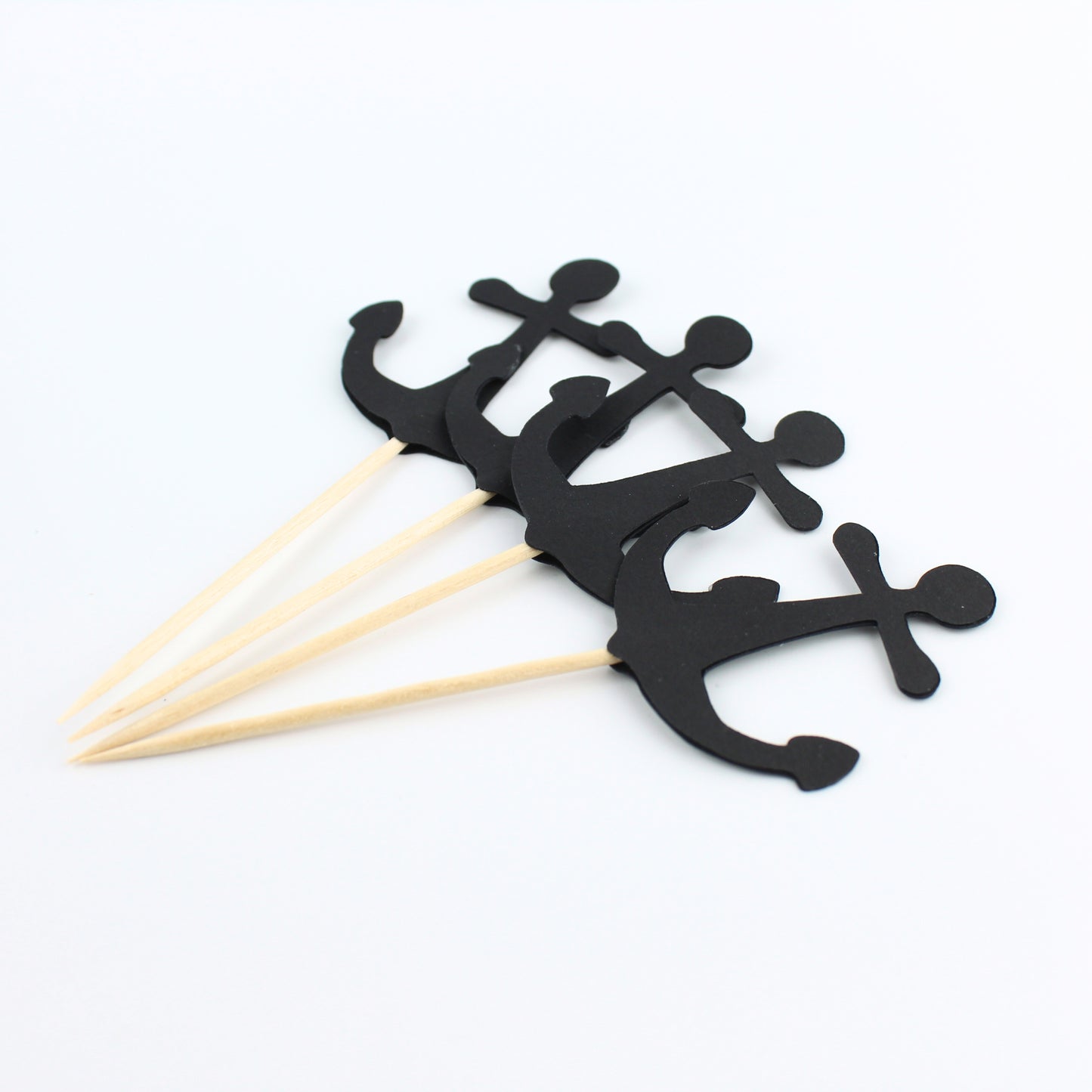 Black Anchor Cupcake Toppers - Food Picks