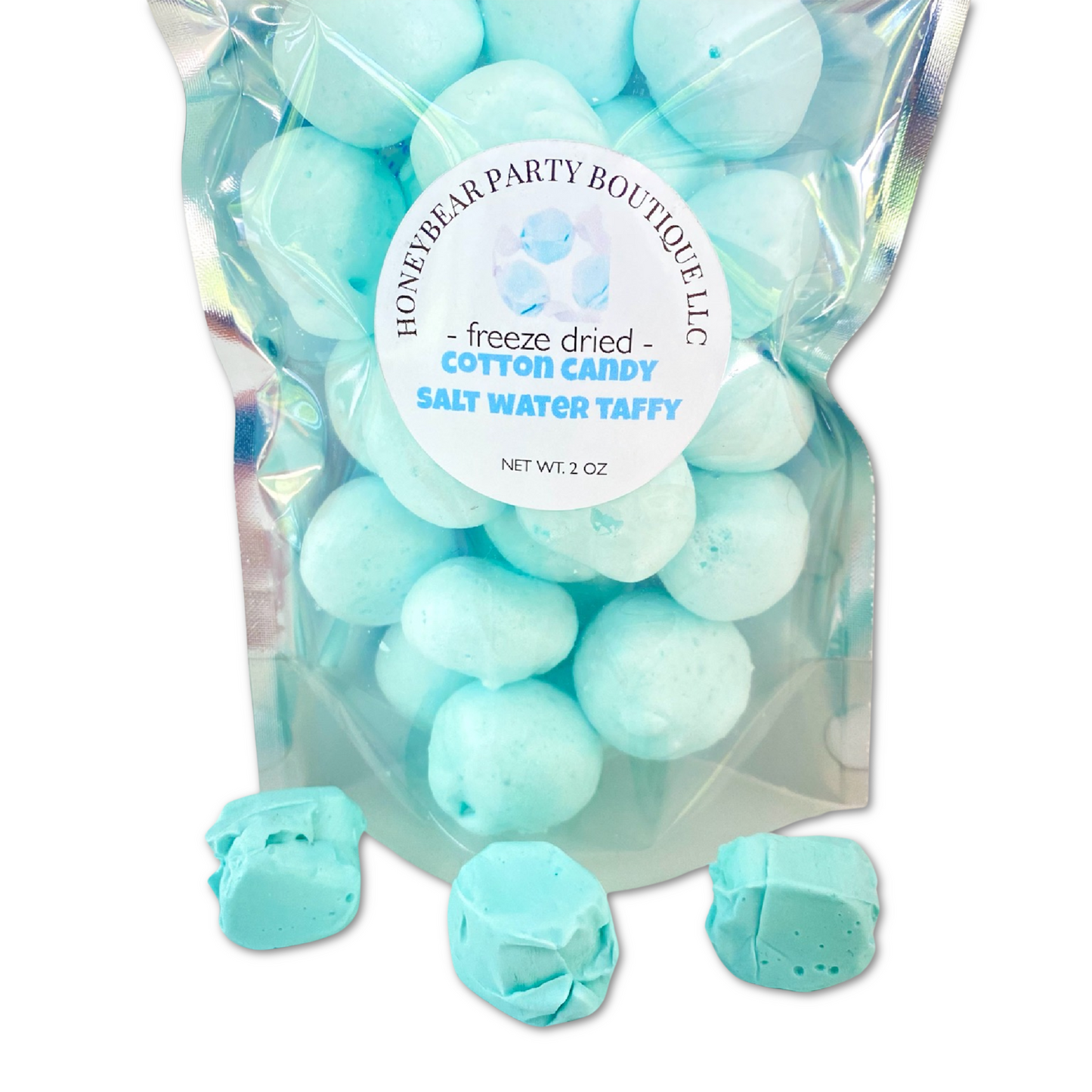 Freeze Dried Blue Cotton Candy Salt Water Taffy - Freeze Dried Candy Bites