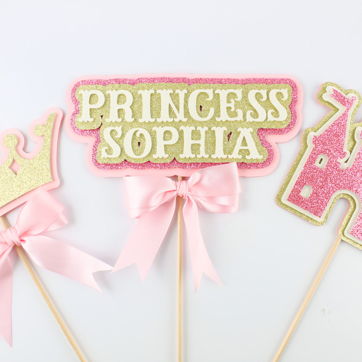 Princess Centerpiece Picks - Customize Name - Set of 3
