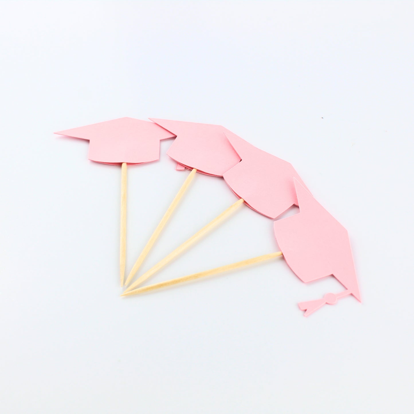 Pink Graduation Cap Cupcake Toppers - Food Picks