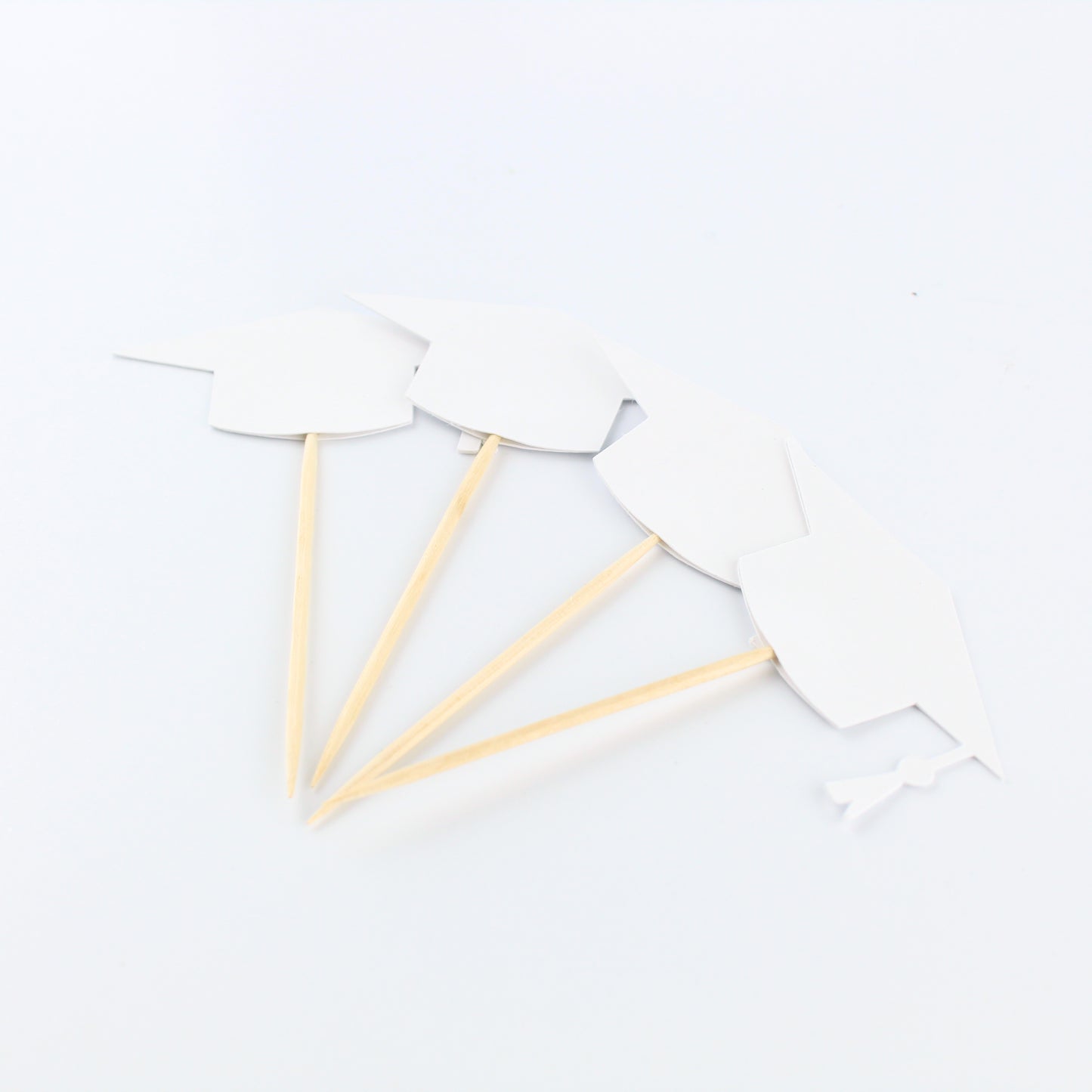 White Graduation Cap Cupcake Toppers - Food Picks