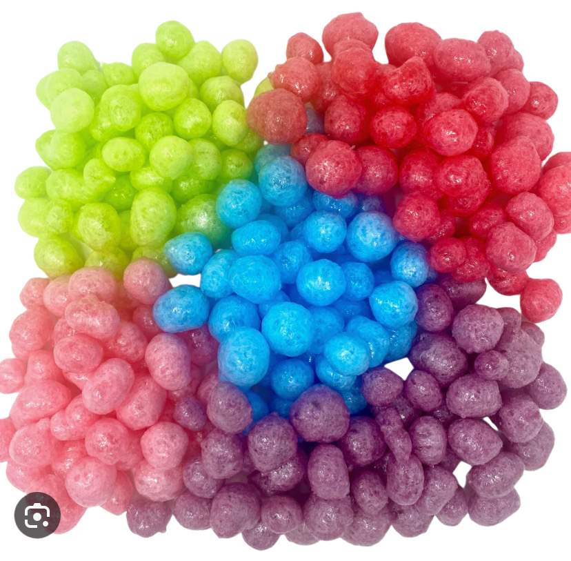 Freeze Dried Jolly Puffs Candy - Cherry, Grape, Green Apple, Blue Raspberry, Watermelon Jolly Gems (2.25 Ounce Bag)