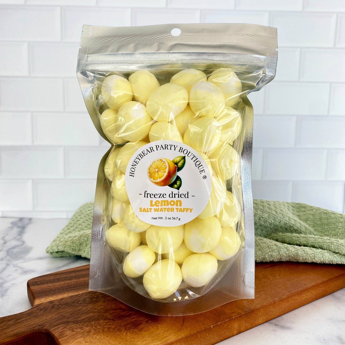Freeze Dried Lemon Creme Salt Water Taffy - Freeze Dried Candy Bites - Freeze Dried Taffy
