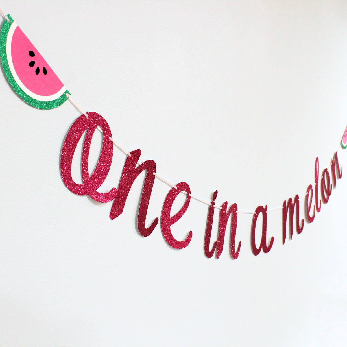 One In A Melon Banner - Watermelon First Birthday Decor