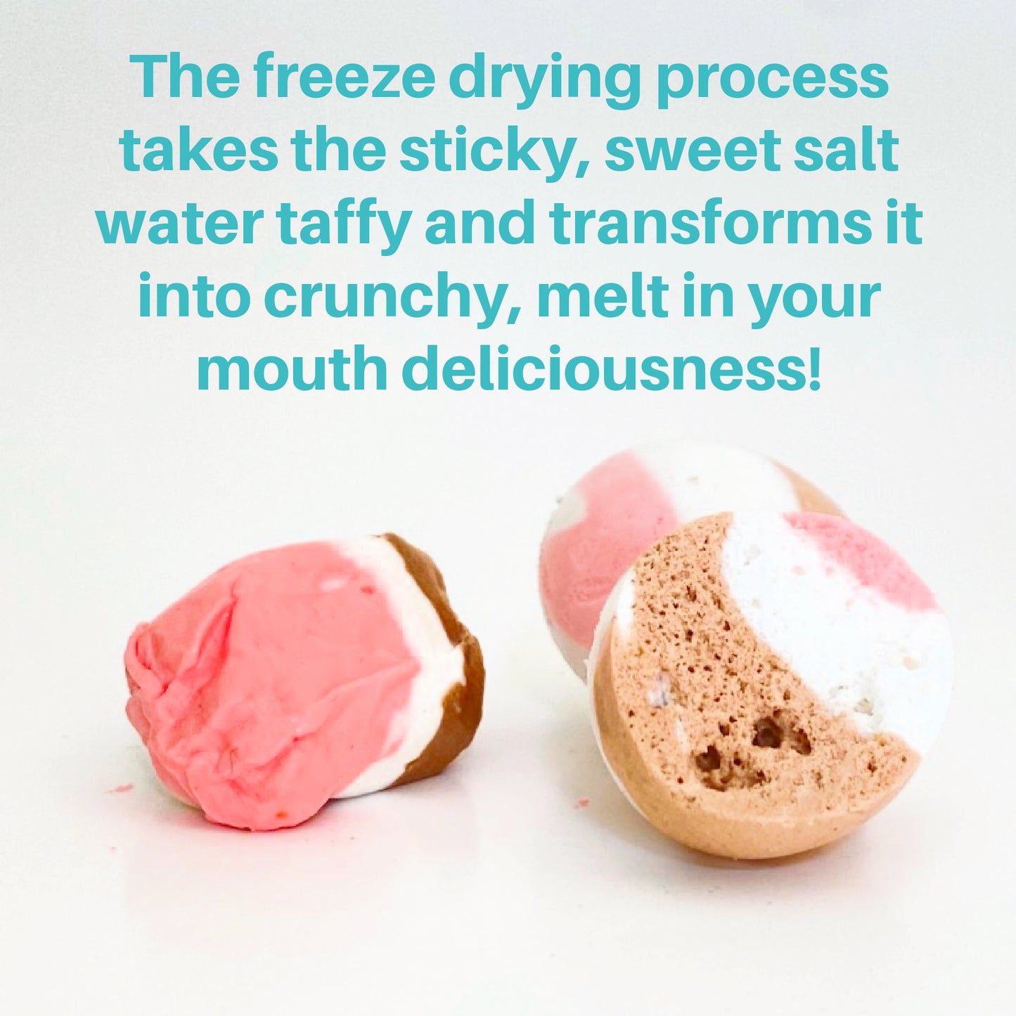 Freeze Dried Neapolitan Candy Taffy - Chocolate Vanilla Strawberry - 2 oz bag