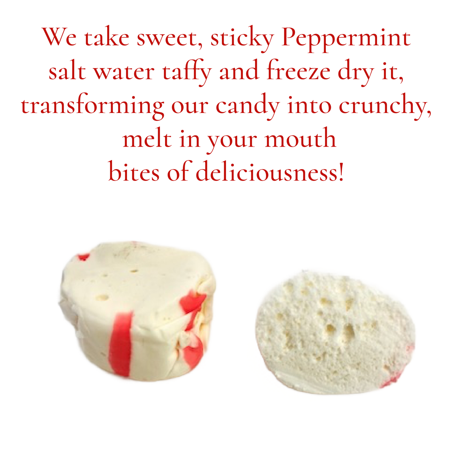Freeze Dried PEPPERMINT Salt Water Taffy - Freeze Dried Candy Bites - Christmas Candy