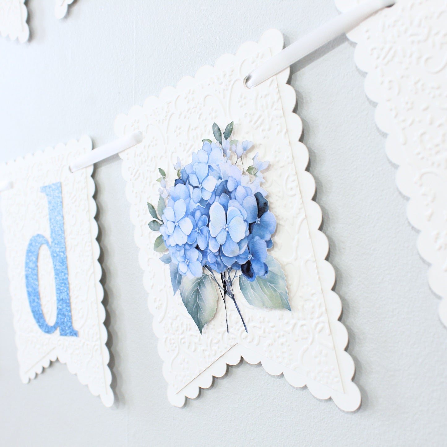 The Summer I Turned Birthday Banner - Custom Age Decor - Hydrangea - Coastal Birthday Decorations