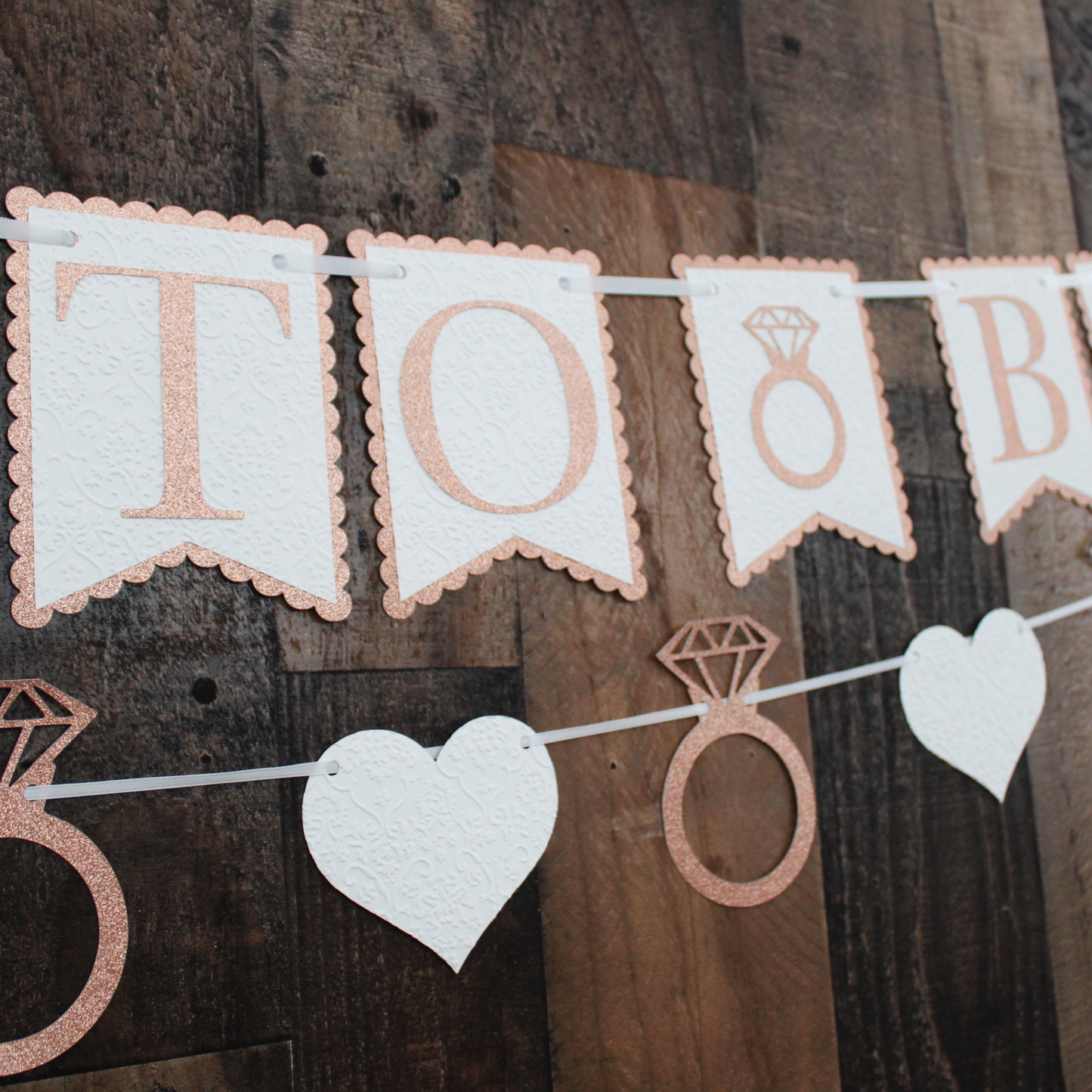 Bride to Be Banner - Bridal Shower Lace Banner - Choose Your Glitter Colors - Diamond Ring Garland - Bachelorette Party Decor