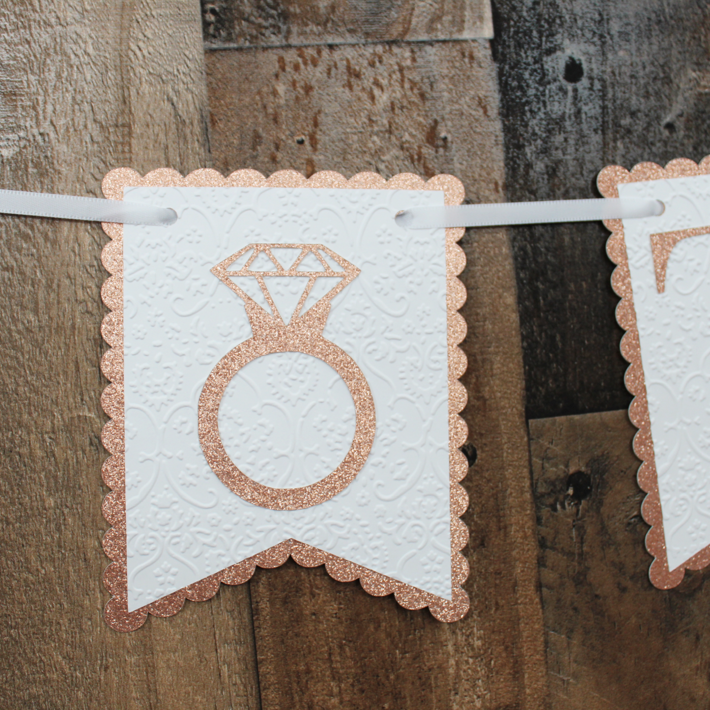 Bride to Be Banner - Bridal Shower Lace Banner - Choose Your Glitter Colors - Diamond Ring Garland - Bachelorette Party Decor