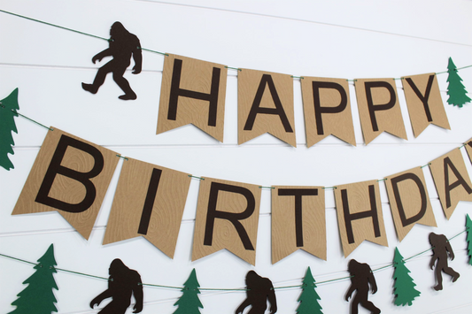 Bigfoot Happy Birthday Banner - Sasquatch Banner - Birthday Decorations - Skunkape Birthday Banner - Bigfoot Birthday decorations
