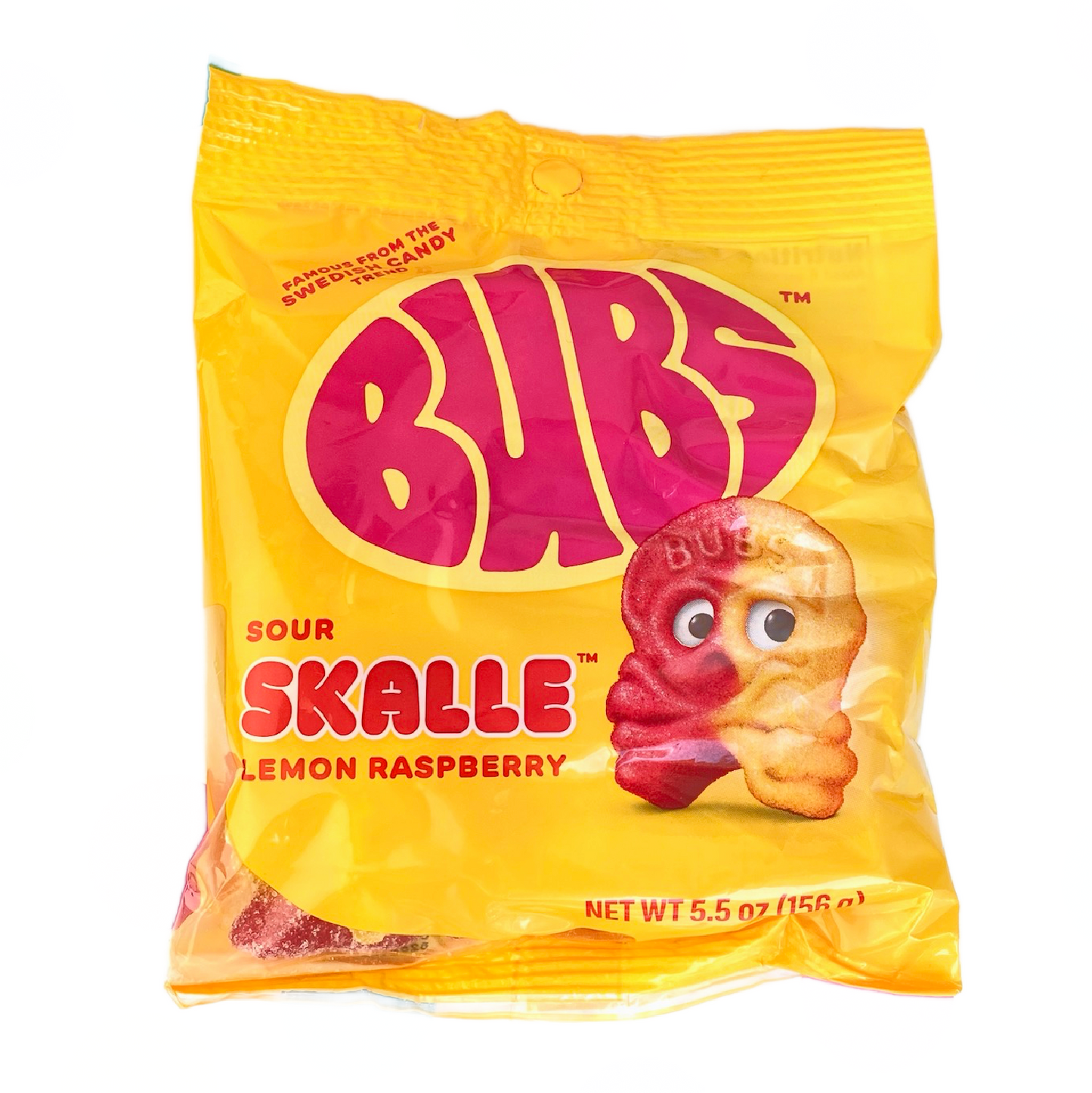 BUBS Swedish Candy Lemon Raspberry Sour Skalle 5.5 oz bag Gummy Candy