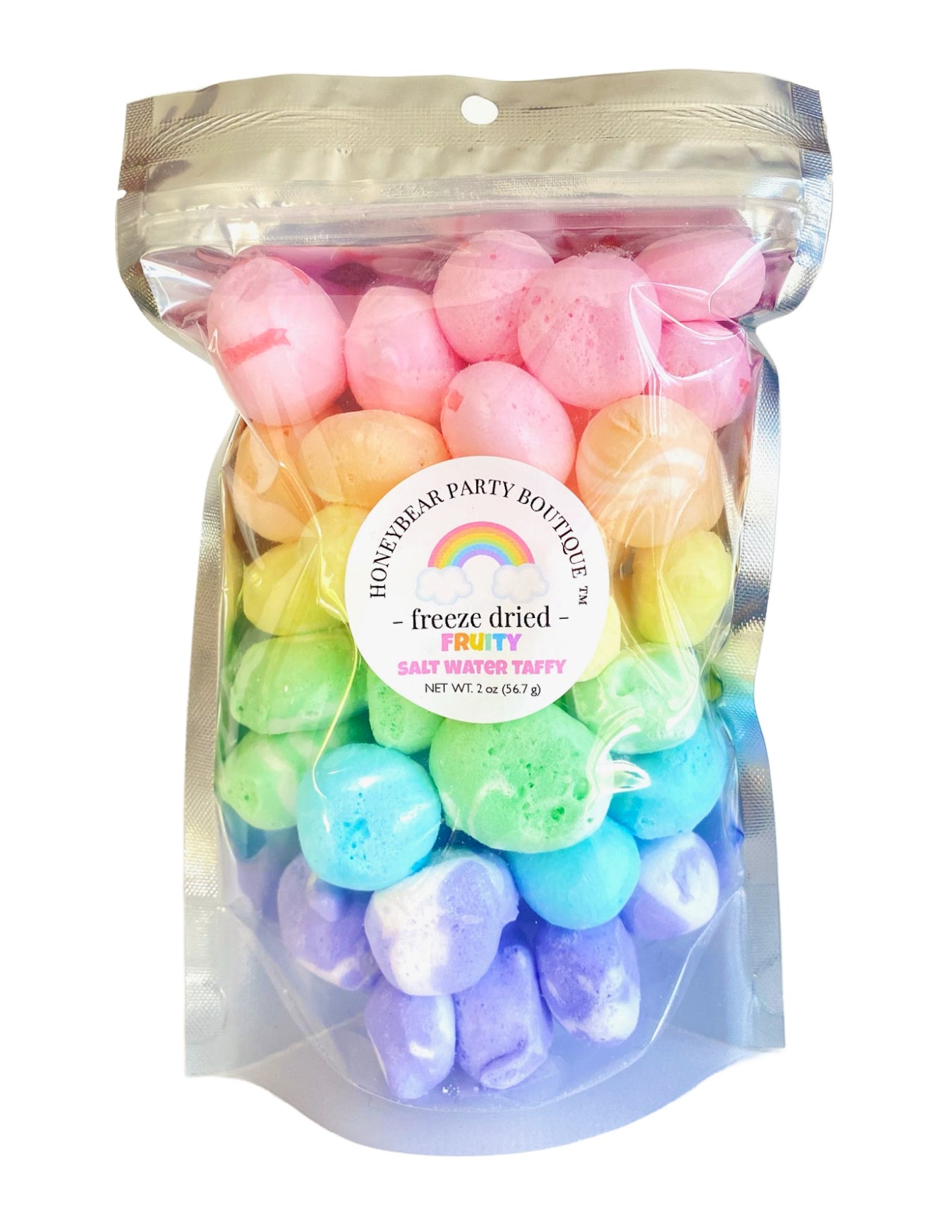 Freeze Dried Rainbow Salt Water Taffy Mix - Fruit Flavors - Huckleberry - Blue Raspberry - Key Lime - Lemon - Orange Creme - Cherry