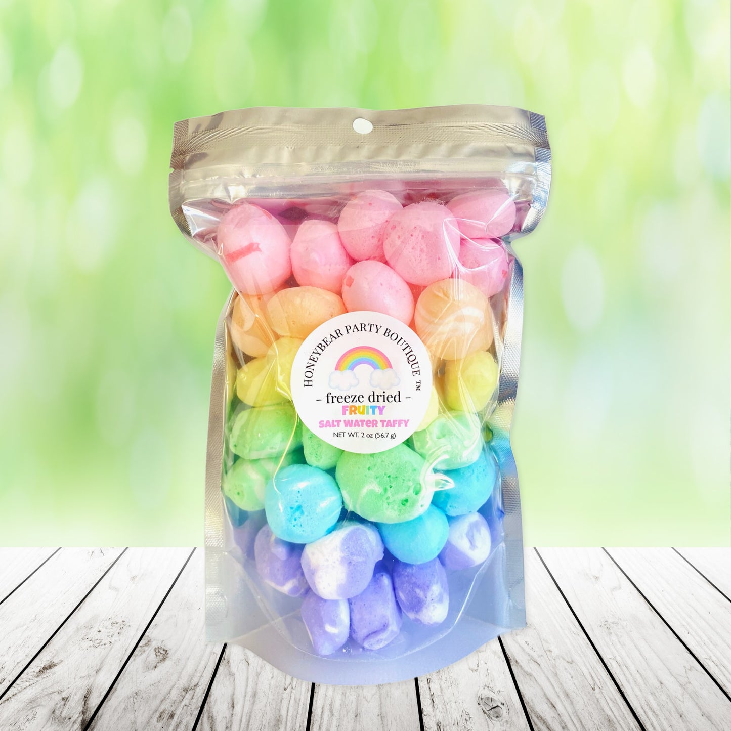 Freeze Dried Rainbow Salt Water Taffy Mix - Fruit Flavors - Huckleberry - Blue Raspberry - Key Lime - Lemon - Orange Creme - Cherry