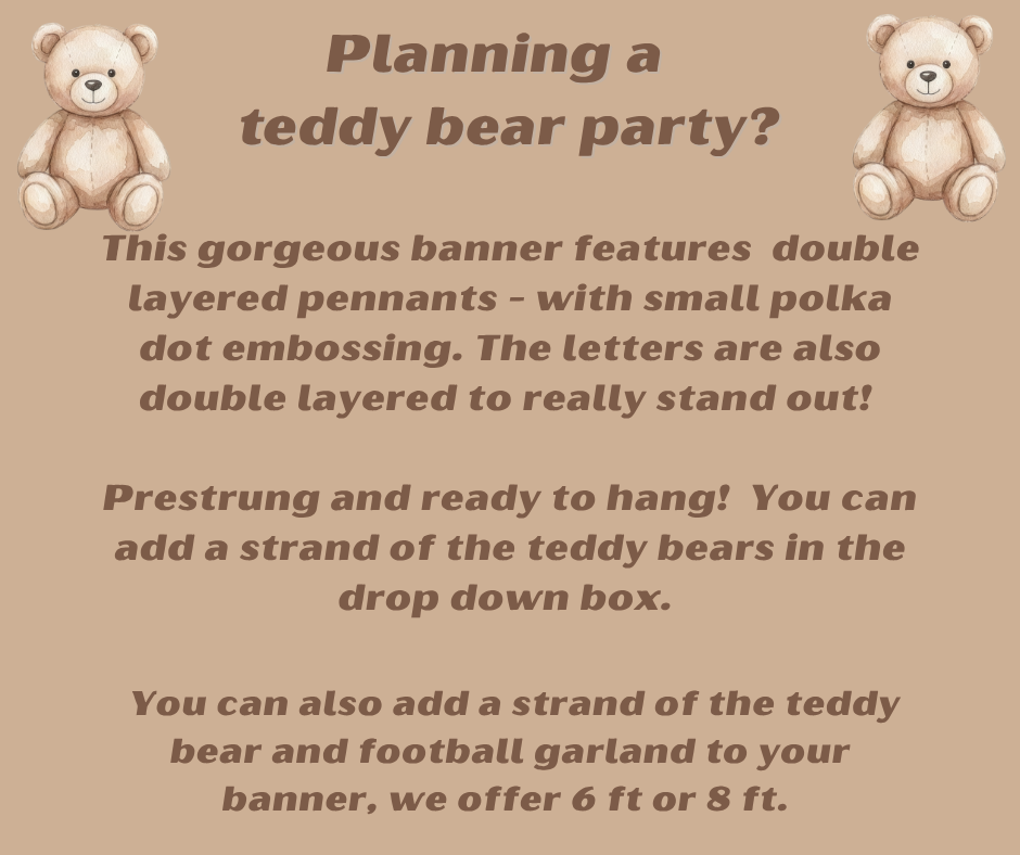 Teddy Bear Welcome Baby Banner - Baby Shower Decorations  - Teddy Bear Garland