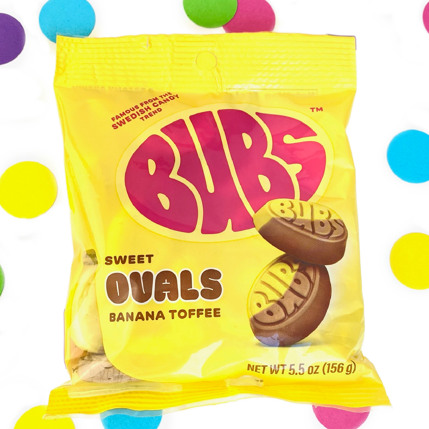 BUBS Swedish Candy Banana Toffee Sweet Ovals Foam Gummy Candy 5.5 oz bag