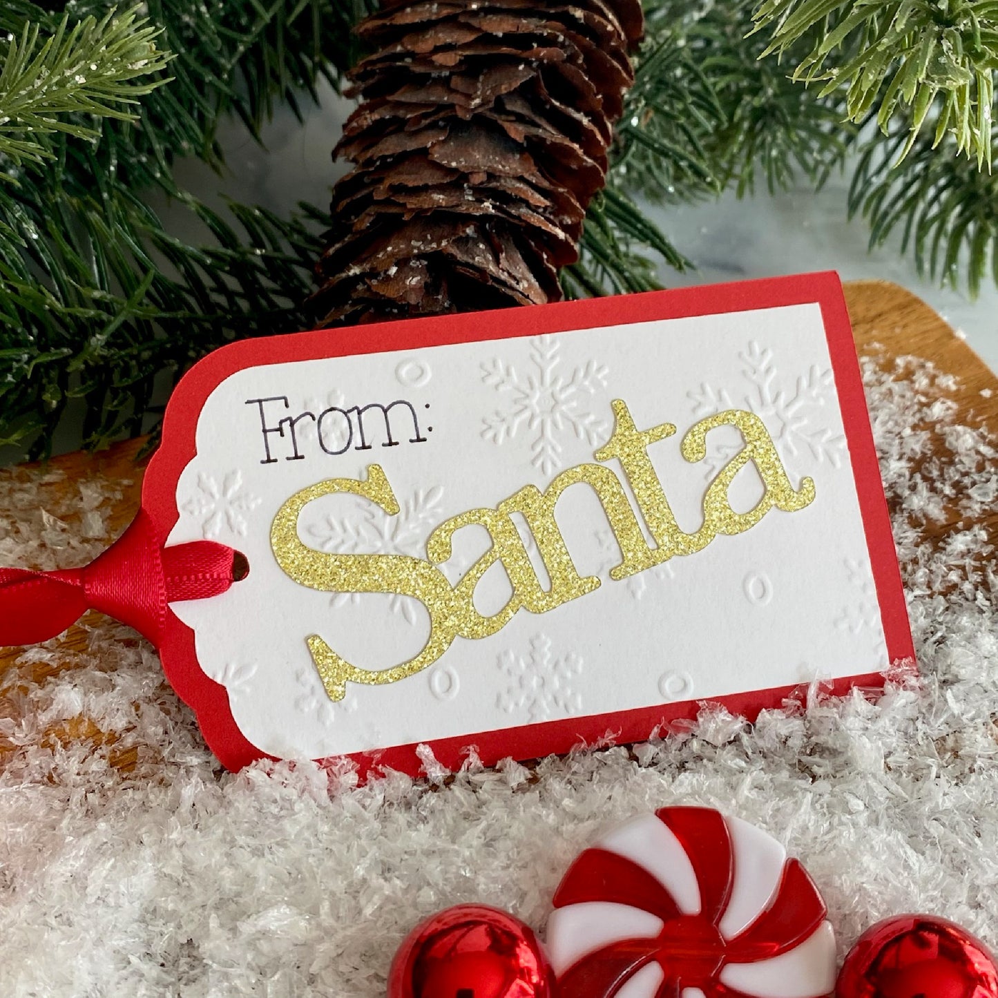 From Santa Gold Glitter Christmas Gift Tags