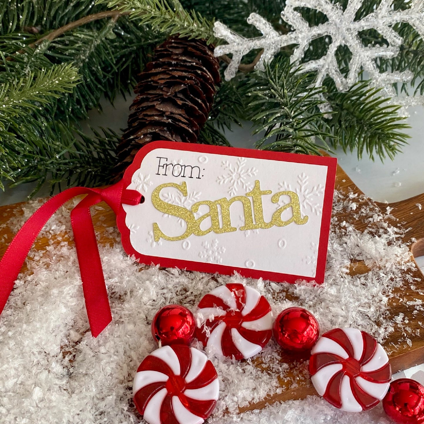 From Santa Gold Glitter Christmas Gift Tags