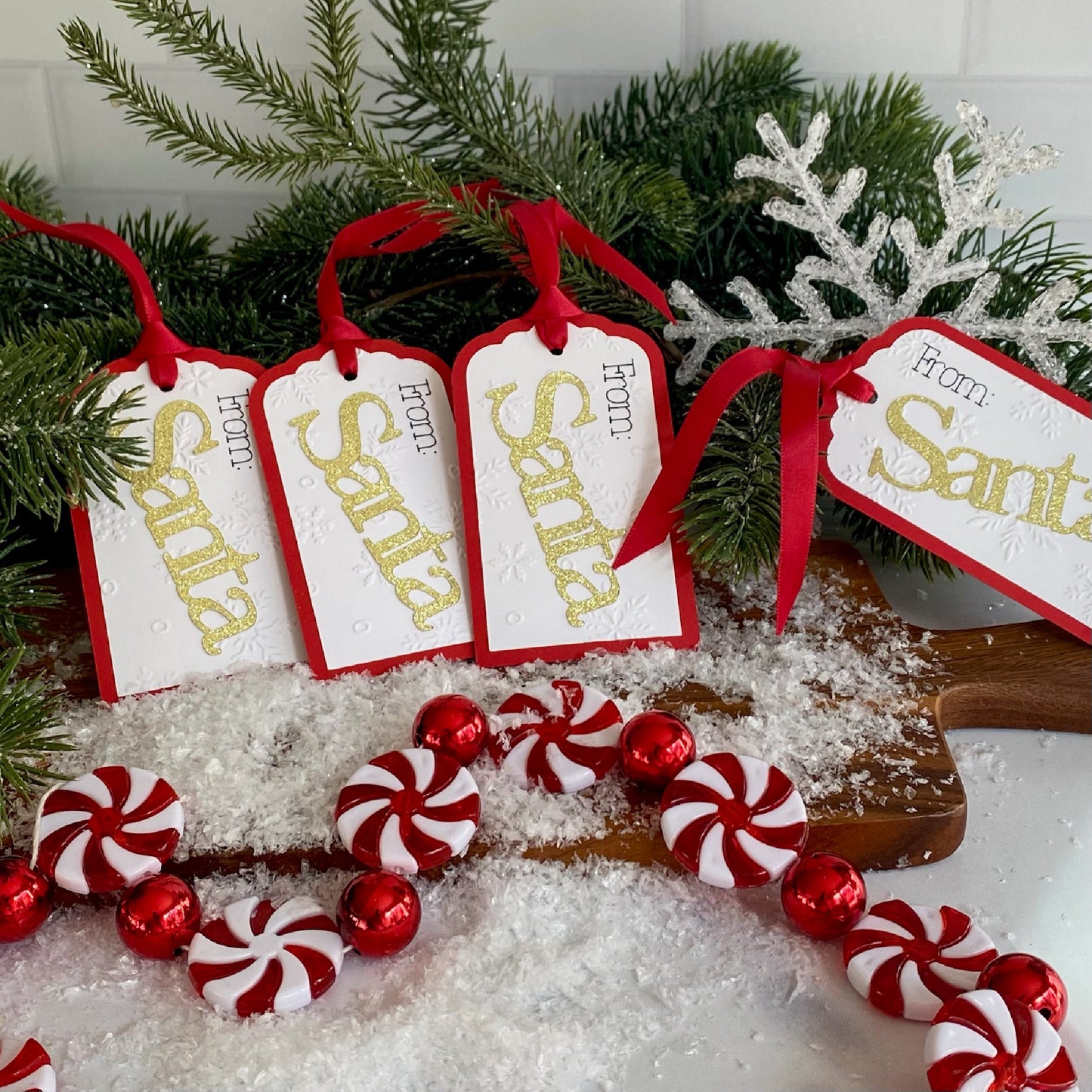From Santa Gold Glitter Christmas Gift Tags