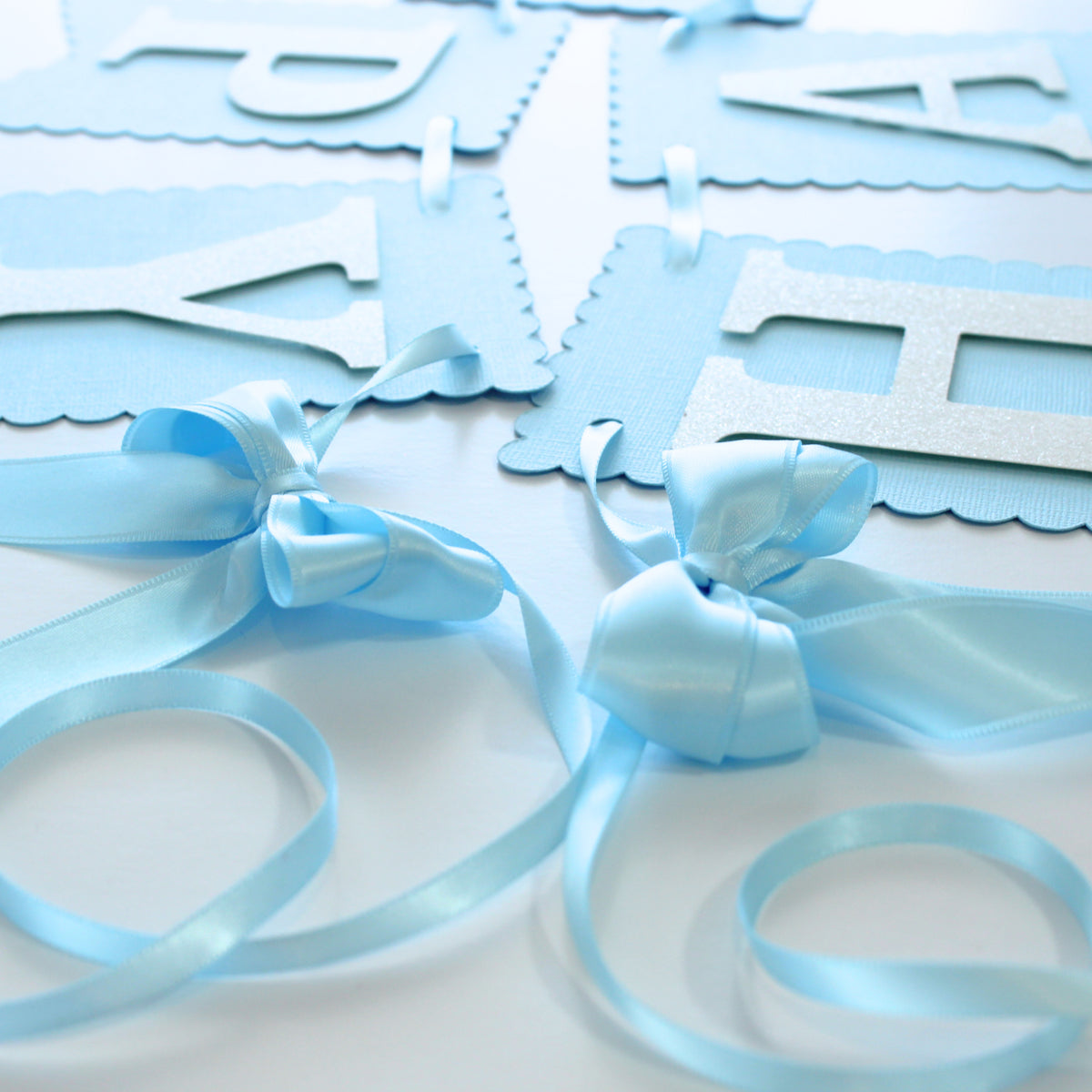 Blue Coquette Happy Birthday Banner - Custom Name Banner with Bows