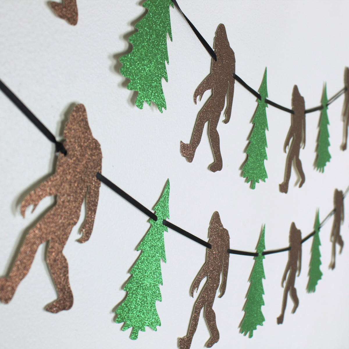 Bigfoot and Evergreen Tree Garland - Sasquatch Banner - Birthday Decorations