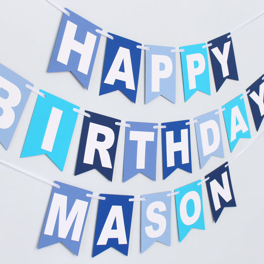 Happy Birthday banner - Custom Blue Birthday banner
