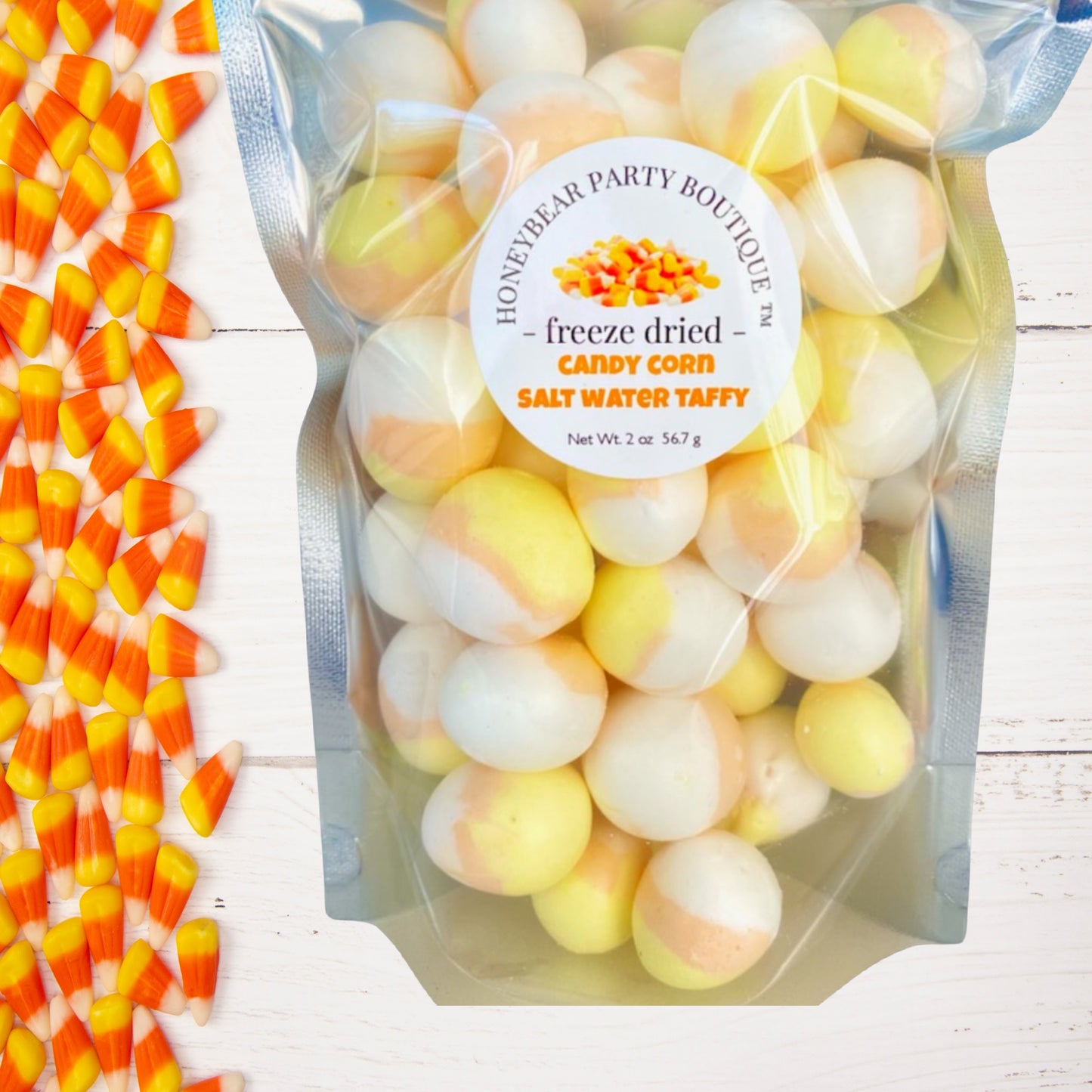 Freeze Dried Candy Corn Salt Water Taffy Freeze Dried Candy Bites Honeybear Party Boutique