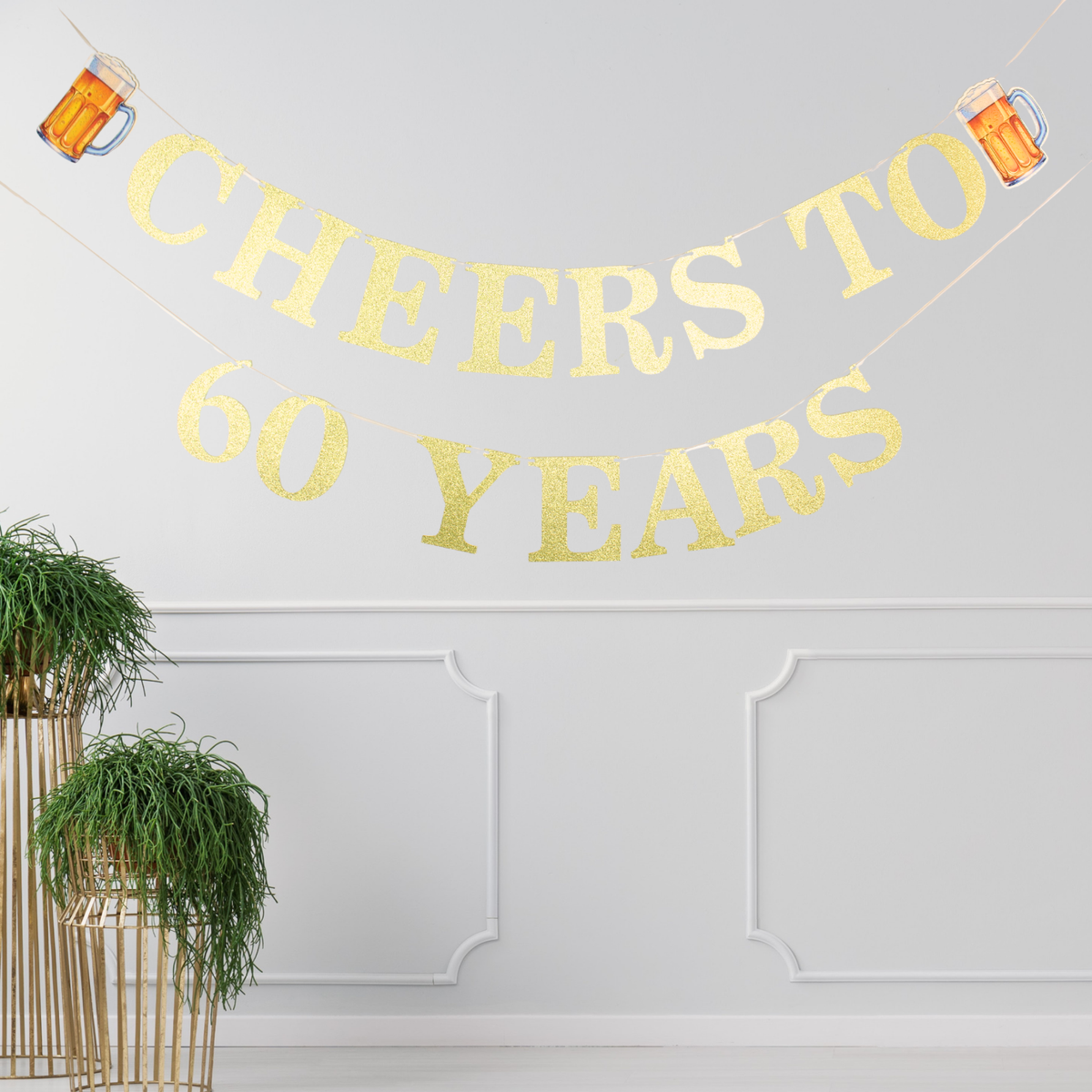 Cheers to 60 Years Banner - Customize Age and Glitter Color - Birthday Banner - Anniversary Decor