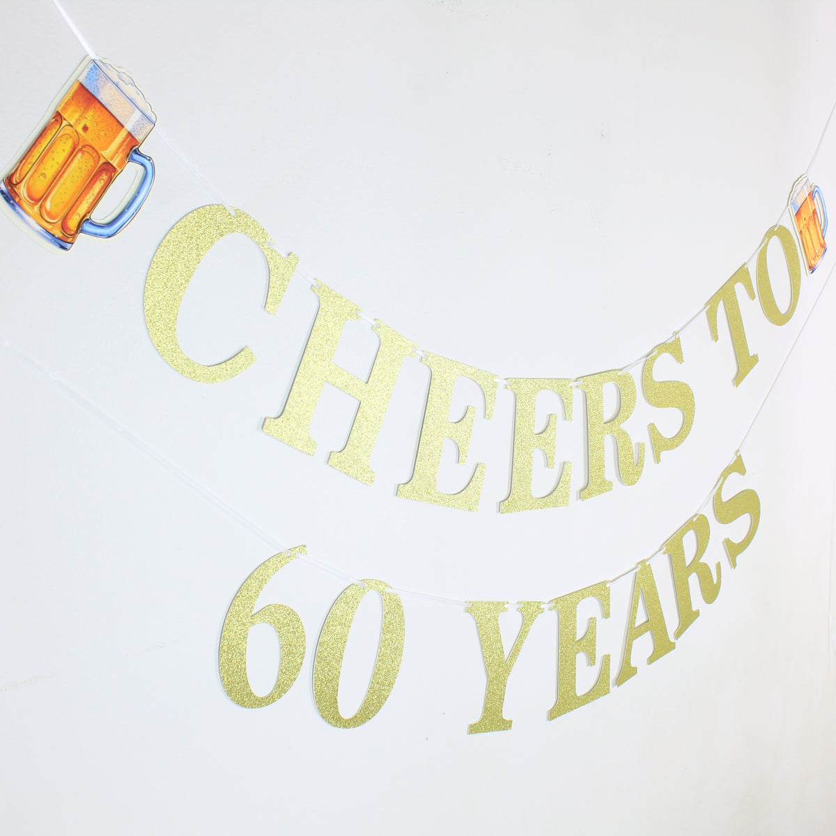 Cheers to 60 Years Banner - Customize Age and Glitter Color - Birthday Banner - Anniversary Decor