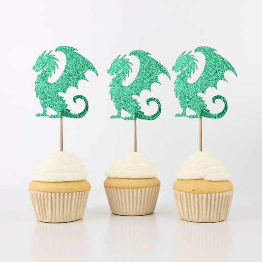 Dragon Cupcake Toppers - Many Colors - Set of 12