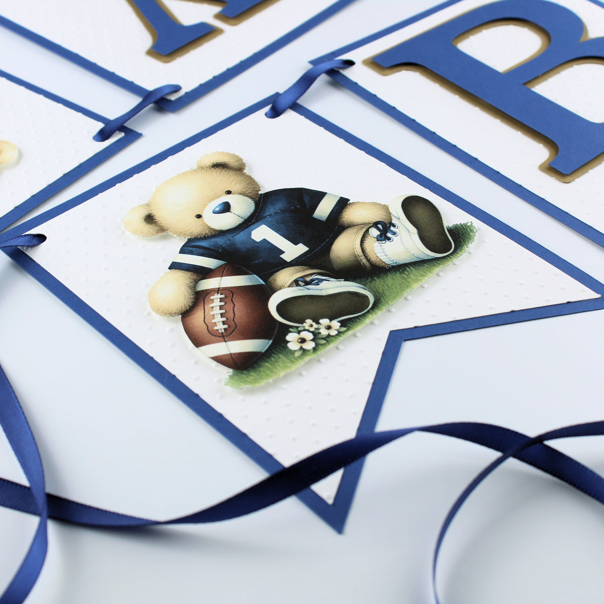 Teddy Bear and Football Welcome Baby Banner - Baby Shower Decorations - Teddy Bear Garland