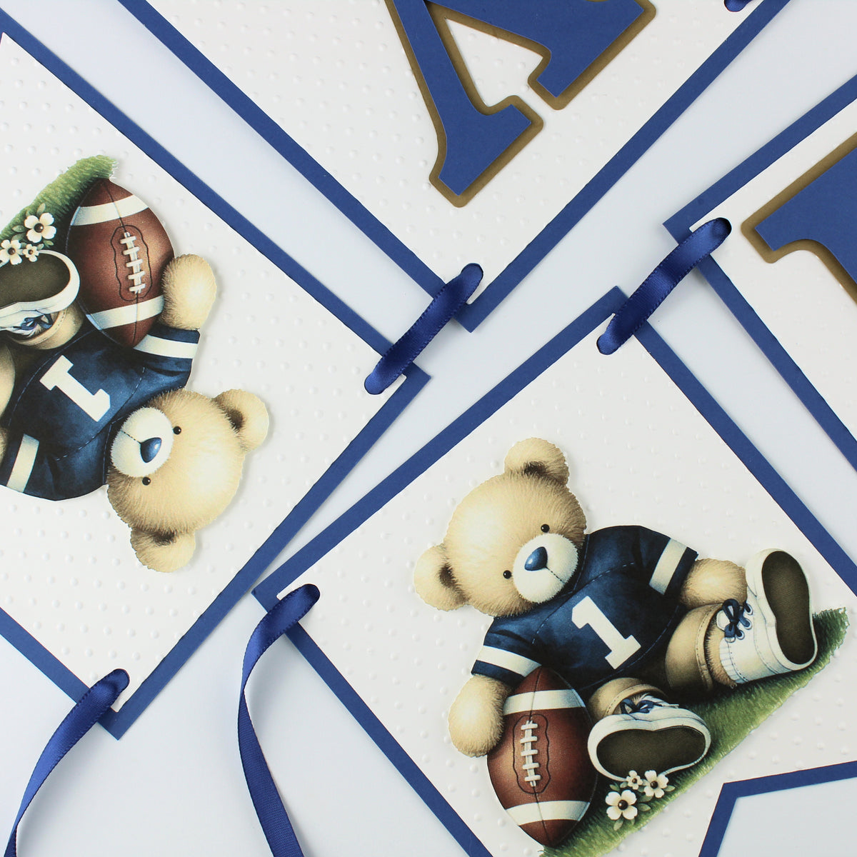 Teddy Bear and Football Welcome Baby Banner - Baby Shower Decorations - Teddy Bear Garland