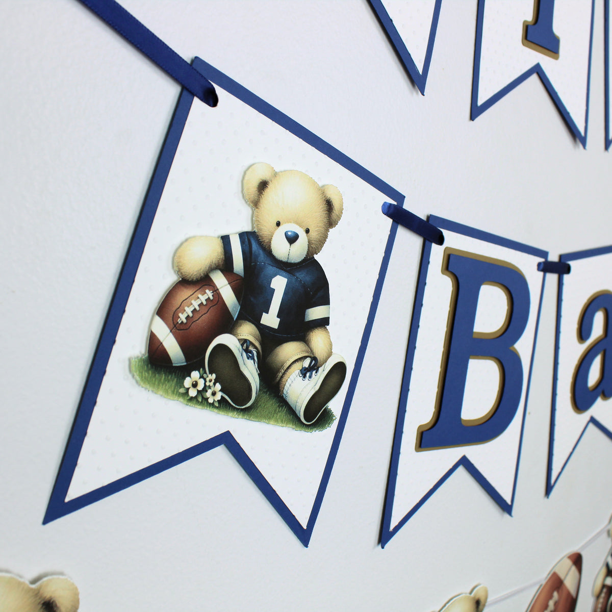 Teddy Bear and Football Welcome Baby Banner - Baby Shower Decorations - Teddy Bear Garland