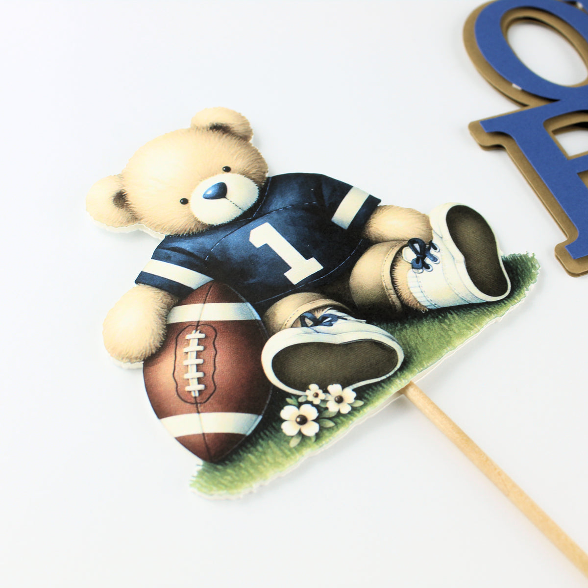 Teddy Bear Centerpiece Picks - Navy Baby Shower Decorations - Teddy Bear Football