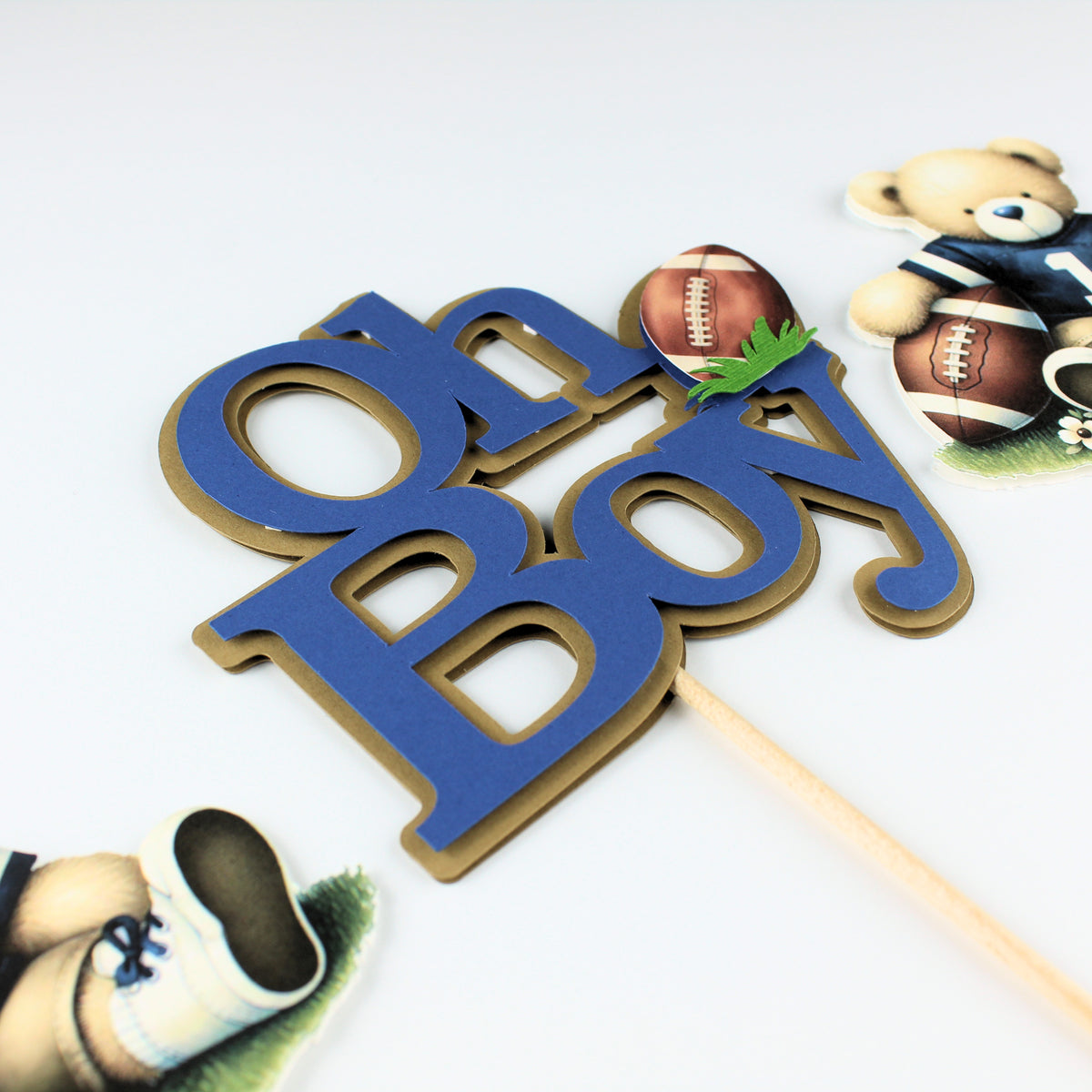 Teddy Bear Centerpiece Picks - Navy Baby Shower Decorations - Teddy Bear Football