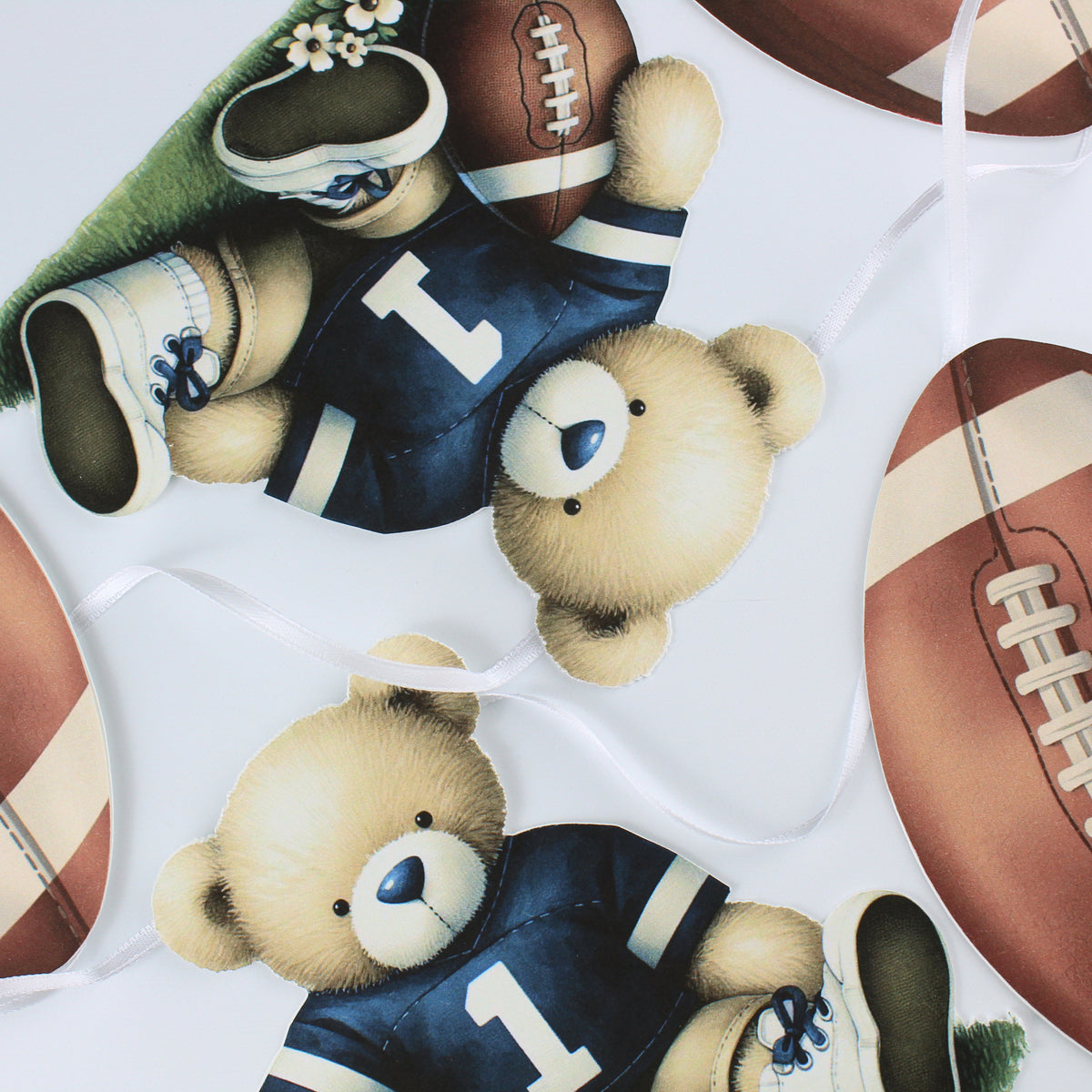 Teddy Bear and Football Welcome Baby Banner - Baby Shower Decorations - Teddy Bear Garland