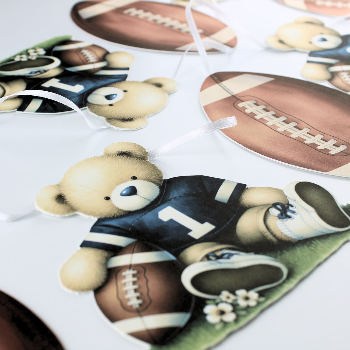 Teddy Bear and Football Welcome Baby Banner - Baby Shower Decorations - Teddy Bear Garland