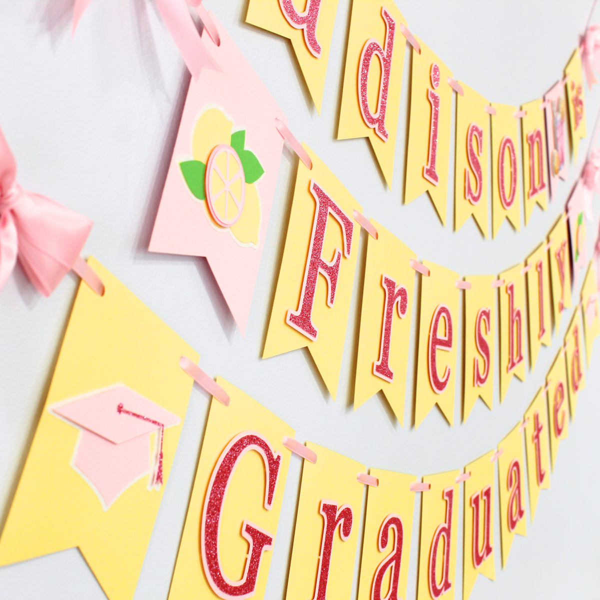 Freshly Graduated Banner, 2026 Custom Lemon Graduation Party Decorations, Personalized Lemonade Grad Garland