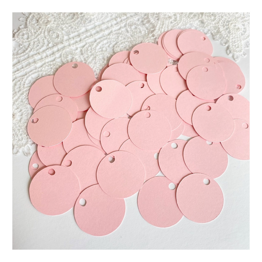 Small Light Pink Circle Tags - 1" Round Paper Tags - Gift Tags - Price Tags - One Inch Size (Set of 200)