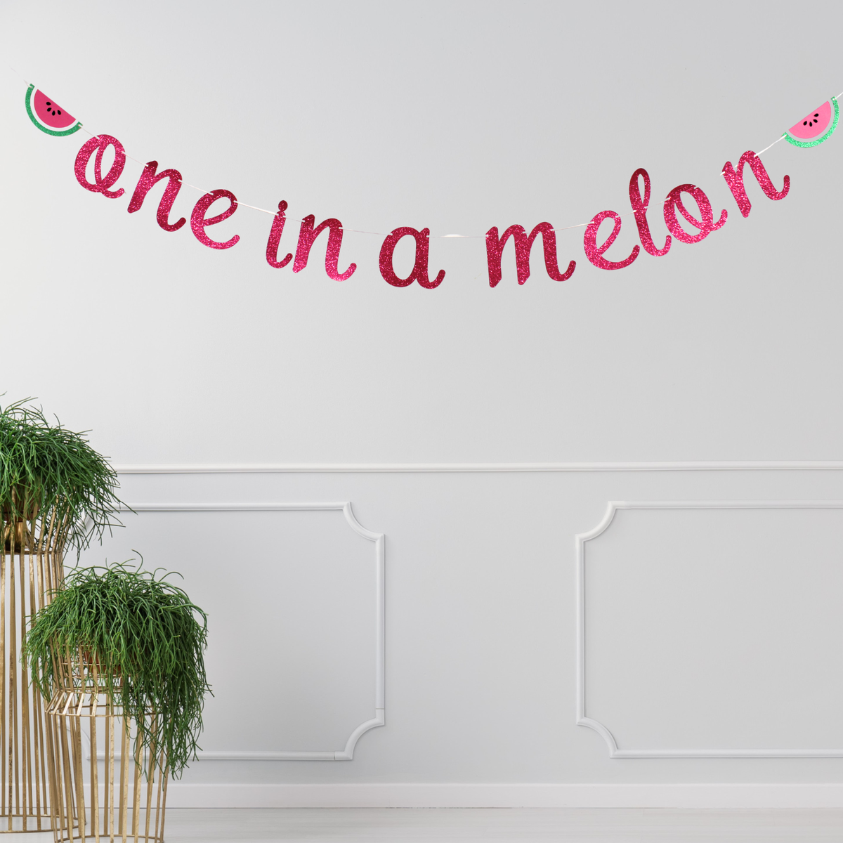 One In A Melon Banner - Watermelon First Birthday Decor