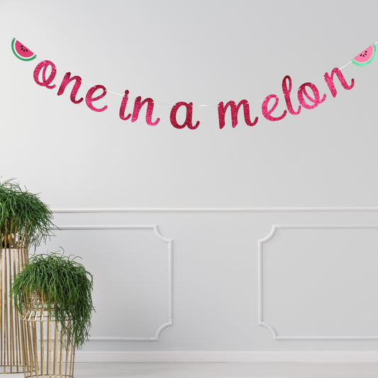 One In A Melon Banner - Watermelon First Birthday Decor