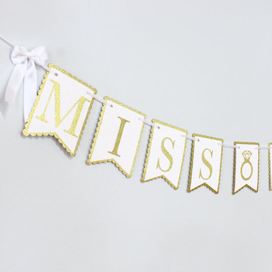 Miss to Mrs Bridal Shower Lace Banner - Choose Your Glitter Colors - Diamond Ring Garland - Bachelorette Party Decor