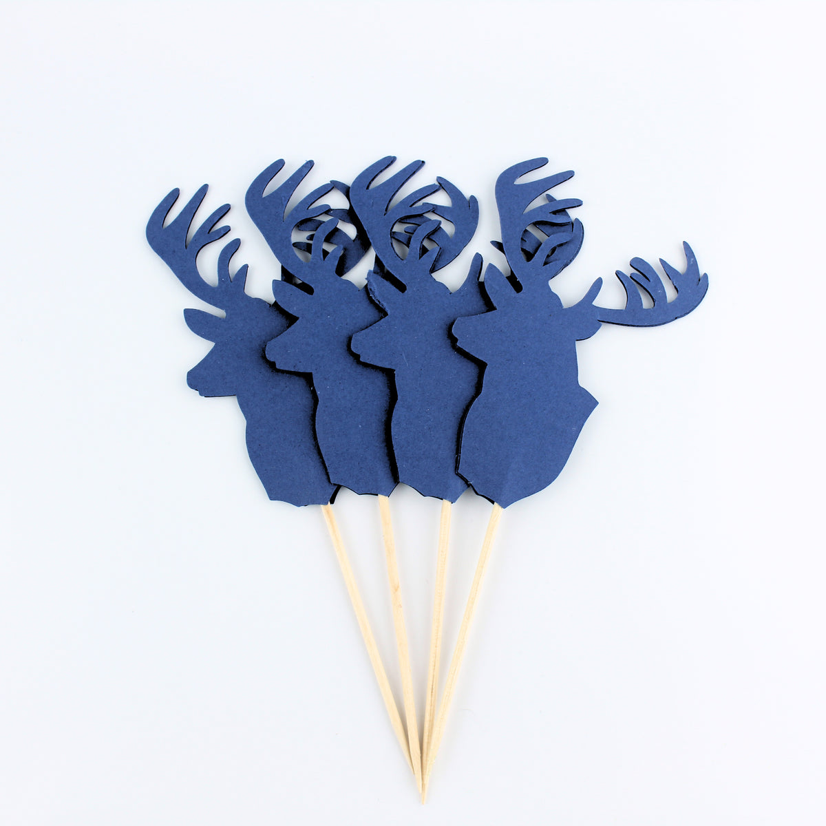 Large Deer Cupcake Toppers - Stag Food Picks - Lumberjack Party - Hunter Party - Set of 12